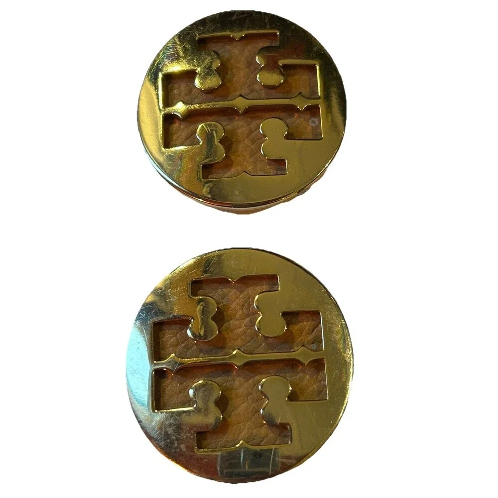 Tory Burch Replacement Gold Tone Metal Logo Shoe Medallions Lot Of 2